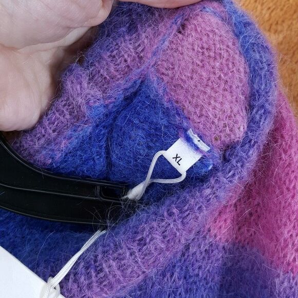 NN07 Sweater Mens XL Blue Pink Stripe Pullover Crew Alpaca Mohair BRADY $250 - Picture 4 of 7